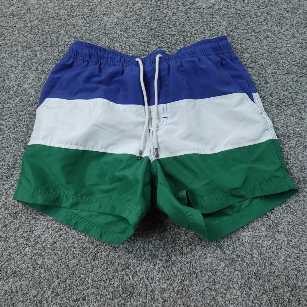 American Eagle Shorts Mens M Blue Green White Color Block Swim Trunk Board Surf